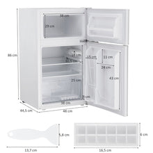 Load image into Gallery viewer, Réfrigérateur Compact Mini-réfrigérateur 90 L Congélateur Séparé avec Design à 2 Portes Fonctionnement Silencieux Blanc/Gris/Noir -