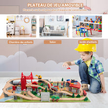 Load image into Gallery viewer, Table Circuit Train en Bois 100 Accessoires avec Tiroir de Rangement Jouet Educative pour Enfants 3 Ans + -