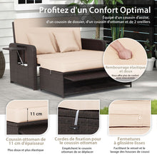 Load image into Gallery viewer, Salon de Jardin Extrieur Ajustable  Lit,2 Place avec Stockage Cach,Dossier Rglable  4 Niveaux en Rotin PE -