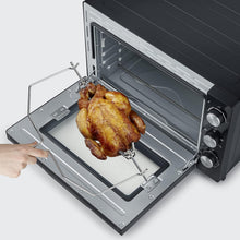 Load image into Gallery viewer, SEVERIN Four posable XXL à Chaleur Tournante 60 L avec pierre à pizza et tournebroche 2 200 W design simple et élégant, Four électrique avec minuteur 120 min, Noir/Inox, TO 2073