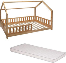 Load image into Gallery viewer, Lit cabane enfant Atmosphera Bosco 90 x 190 cm + matelas 90 x 190 cm Blanc