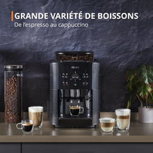 Load image into Gallery viewer, Machine  caf grain,1,7 L,2 tasses en simultan,Nettoyage automatique,Buse vapeur pour Cappuccino,Cafetire espresso,Essential noire YY8125FD,Noir -