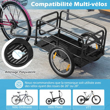 Load image into Gallery viewer, Remorque de Vlo avec Cadre Pliable Charge 55 kg Chariot pour Vlo avec Housse en Tissu Oxford Roues  Air de 40聽cm Rflecteurs Bleu -
