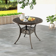 Load image into Gallery viewer, Table Jardin Ronde en Aluminium coulé 90x90x74CM avec Trou pour Parasol 5CM Table Extérieure avec Pied Réglable Antidérapant -