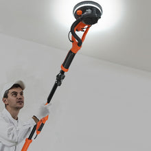 Load image into Gallery viewer, Ponceuse à Plâtre Murale 750W Ø 225mm Aluminium 6 Vitesses Variables Lumières LED Manche Télescopique 12 Disques Abrasifs -