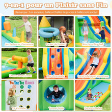 Load image into Gallery viewer, Toboggan Aquatique Gonflable Gant pour Enfants Piscine  claboussures sures Mur D'escalade Canons  Eau Lancer D'anneaux Cerceau (sans Souffleur) Multicolore -