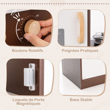 Load image into Gallery viewer, Jeu de Cuisine d'Angle pour Enfants de 3 Ans et Plus en Bois Machine à Glaçons Porte-serviettes Accessoires Effets Sonores et Lumineux -