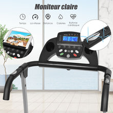 Load image into Gallery viewer, Tapis de Course lectrique Pliable avec cran et Moniteur de Frquence Cardiaque avec Vitesse de 1  10 km/h et 12 Programmes Noir -