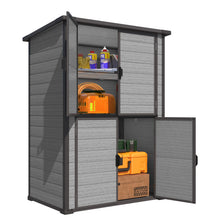 Load image into Gallery viewer, AECOJOY 58 Cu.Ft Resin Outdoor Storage Cabinet Waterproof with Shelves, Dark Gray