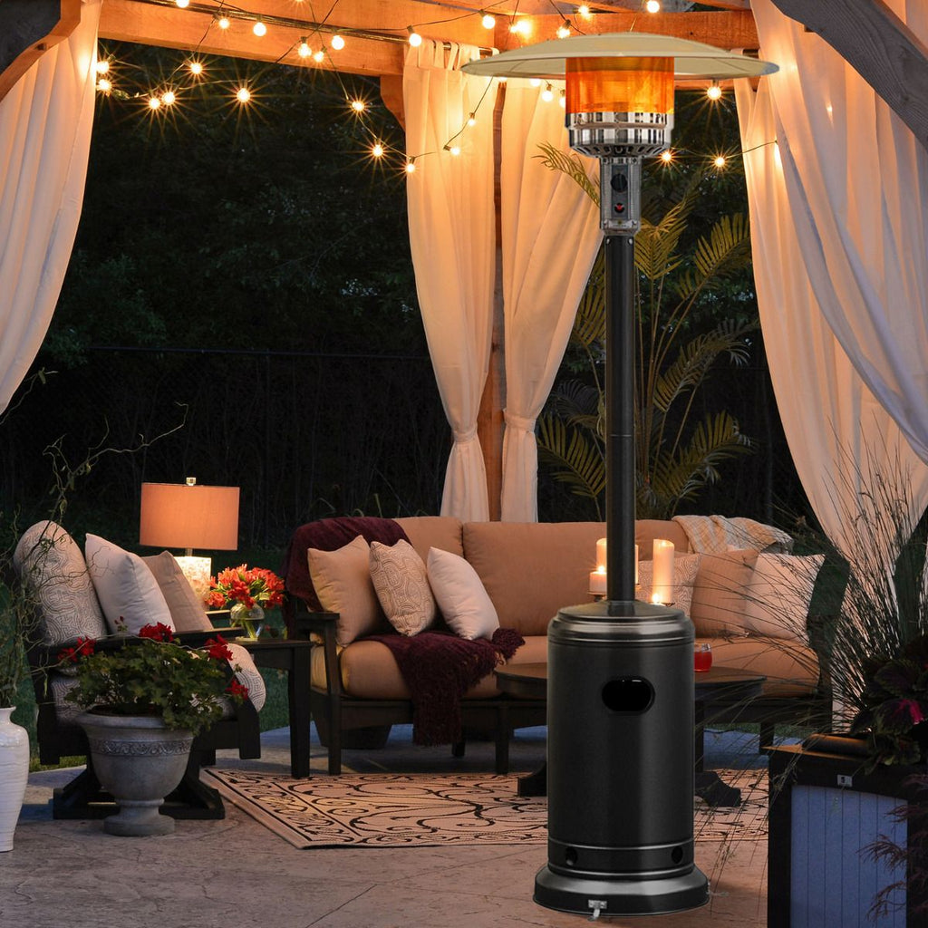 Parasol Chauffage Extrieur  Gaz 13KW Rflecteur 82cm avec Dispositif de Anti-basculement Tube 2 Roues Fluide 220cm Noir -
