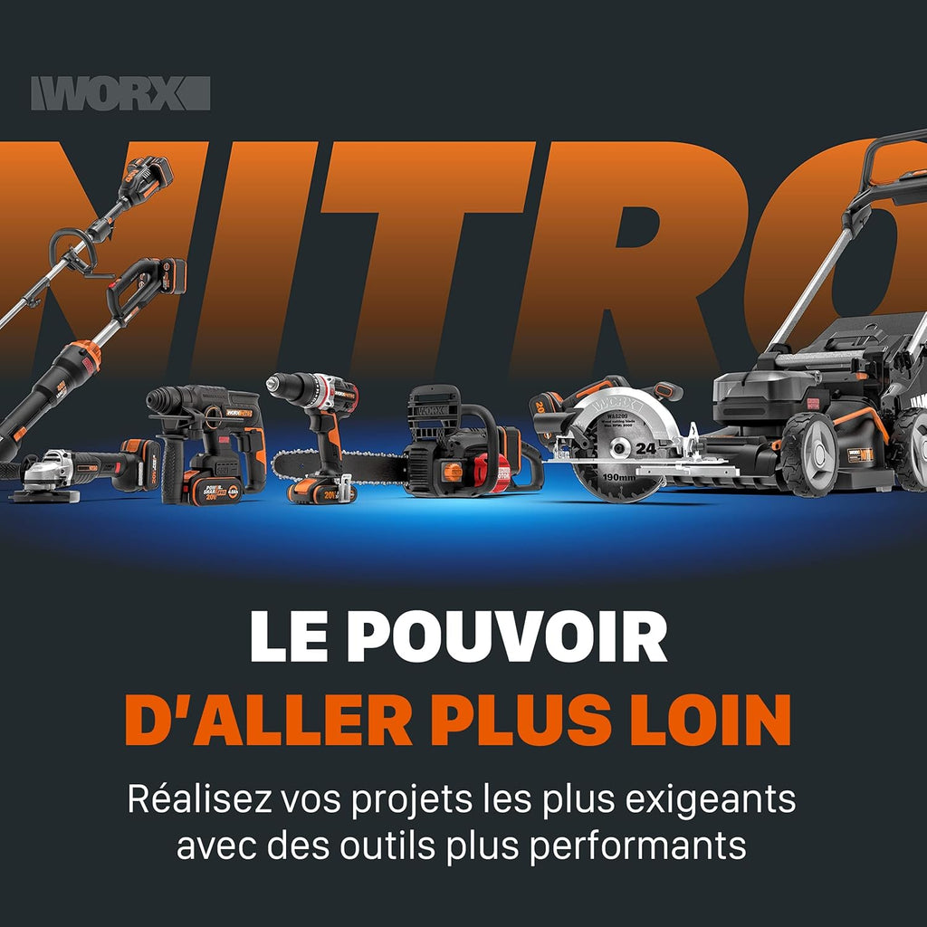Pack Pro+ Tondeuse à Gazon 40V 460m² + Coupe-Bordures 20V + 2 Batteries 4Ah et 1 Batterie 2Ah + Chargeur Double et Chargeur Simple (Idéal pour l'Entretien du Jardin)