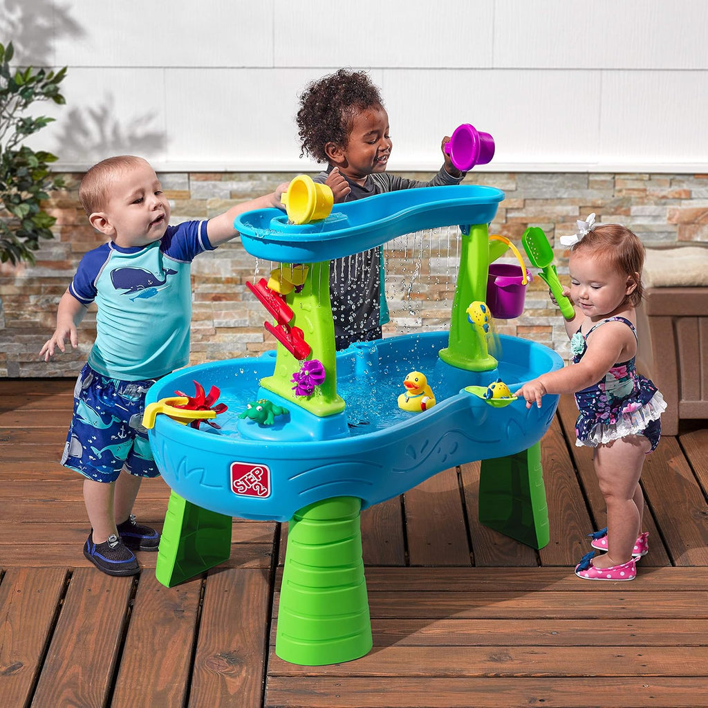 Rain Shower Splash Table d'eau avec 13 Accessoires - Bleu & Vert | Table Jeux d'eau | Table d檃ctivit pour Le Jardin,Table Activit Eau | Table d'eau Extrieur