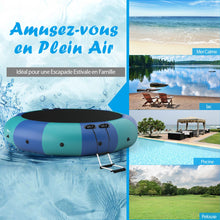 Load image into Gallery viewer, Trampoline Aquatique Gonflable Dia.457cm Capacit de 150kg avec Kit de Rparation Echelle et Gonfleur Electrique 500w Bleu -