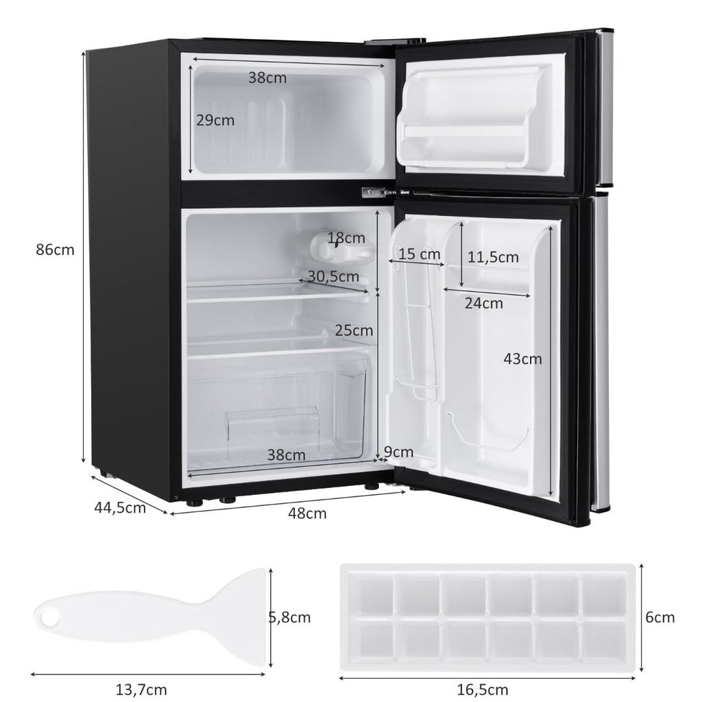 Rfrigrateur Compact Mini-rfrigrateur 90 L Conglateur Spar avec Design  2 Portes Fonctionnement Silencieux Blanc/Gris/Noir -