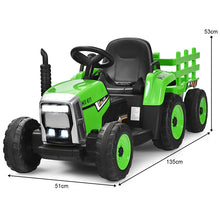 Load image into Gallery viewer, Tracteur Electrique avec Remorque pour Enfants 3 Vitesses Lumières LED Fonctions o USB et Bluetooth Jaune/Rose/Rouge/Vert/Vert Foncé/Noir -