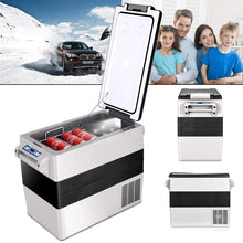 Load image into Gallery viewer, Réfrigérateur 52l de Voiture -20+10Mini Réfrigérateur Portable Ecran Lcd Adaptateur 69x34,5x52,5cm Noir+Gris -