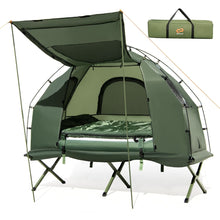 Load image into Gallery viewer, Tente de Camping avec Lit pour 1 Personne Lit de Camping Pliant 5 en 1 avec Matelas Pneumatique Oreiller Sac de Couchage Tente Surélevée Étanche -