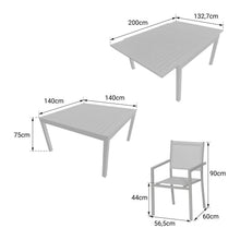 Load image into Gallery viewer, Salon de jardin extensible 10 places de 140/200cm en textilène gris - aluminium anthracite VENEZIA -