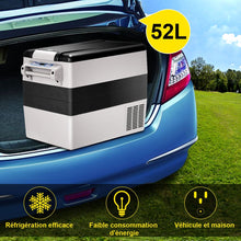 Load image into Gallery viewer, Réfrigérateur 52l de Voiture -20+10Mini Réfrigérateur Portable Ecran Lcd Adaptateur 69x34,5x52,5cm Noir+Gris -