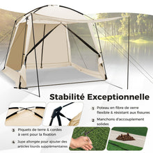 Load image into Gallery viewer, Tente de Camping pour 8-10 Personnes Tente Dôme avec Vestibule et Moustiquaire Porte Zippée Tente Portable avec Sac de Transport 300x300x250cm Beige -