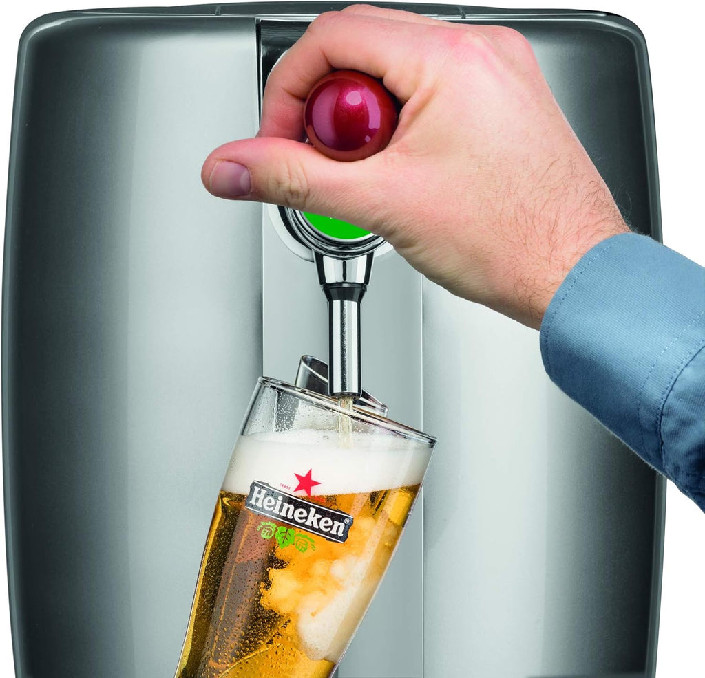 Krups BeerTender Silver et chrome Machine à bière Pression pour la maison Tireuse à bière Pompe à bière Coffret 2 verres YY2931FD