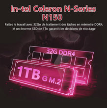 Load image into Gallery viewer, Pryloxen Ordinateur Portable Ultra-Fin 15 6" FHD IPS - Processeur Celeron N150 3 4 GHz 32 Go DDR4/1 to SSD Clavier Rétroéclairé Wi-FI 5G &amp; Batterie 8000 mAh (360 × 275 × 18 mm 1 679 kg)