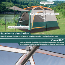 Load image into Gallery viewer, Tente de Camping pour 6 Personnes avec 2 Pièces Tente Double Couchage Double Toit Bâche en Pe Fenêtres en Maille Imperméable avec Sac de Transport Vert -