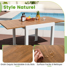 Load image into Gallery viewer, Table de Jardin Extensible en Aluminium Ajustable de 80 à 160 CM Table à Manger Rectangulaire pour 4-6 Personnes Gris/Naturel -