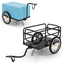 Load image into Gallery viewer, Remorque de Vlo avec Cadre Pliable Charge 55 kg Chariot pour Vlo avec Housse en Tissu Oxford Roues  Air de 40聽cm Rflecteurs Bleu -
