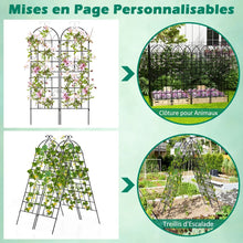 Load image into Gallery viewer, Lot de 4 Treillis de Jardin en Métal 180 x 50 cm Clôture Décorative pour Plante Grimpante Grille Fleurs Antirouille pour Jardin Cour Patio Noir -