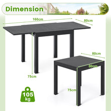 Load image into Gallery viewer, Table de Jardin Extensible en Aluminium Ajustable de 80 à 160 CM Table à Manger Rectangulaire pour 4-6 Personnes Gris/Naturel -