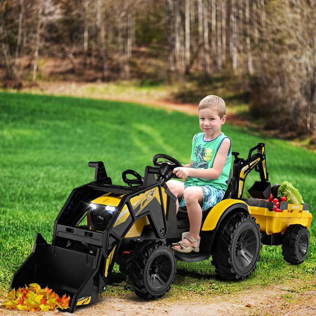 Tracteur Electrique 12 V pour Enfants 3-5 km/h Télécommande MP3 USB Vert/Jaune -