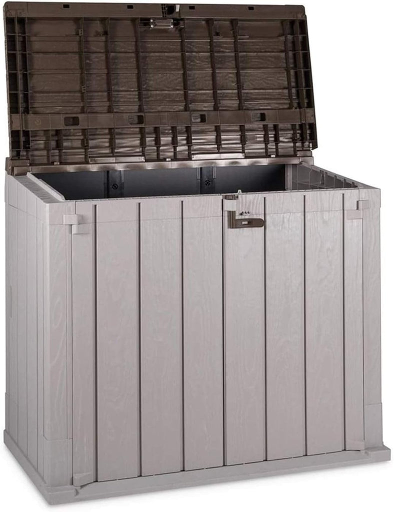 Toomax Stora Way Boîte à Outils d'extérieur en polypropylène recyclé avec Effet Bois (842L,Gris Taupe/Marron)