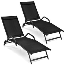 Load image into Gallery viewer, Lot de 2 Bains de Soleil Inclinables d'Extrieur avec Accoudoirs et Dossier Rglable  5 Positions Charge 160 kg Noir -