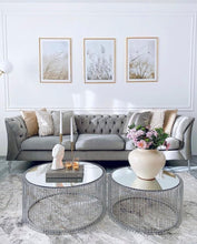 Load image into Gallery viewer, Kare Design Tables basses Wire, argenté/miroir, rond, acier, verre, table basse salon lot de 2, meuble, table de salon, chambre, Ø70cm, Ø60cm