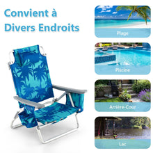 Load image into Gallery viewer, Lot de 2 Chaises de Camping Plage Pliante Table Enroulable en Aluminium Appui-tête Dossier Réglable à 5 Positions 6 Couleurs au Choix -
