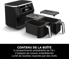 Load image into Gallery viewer, Foodi FlexDrawer Air Fryer,Dual Zone Avec Sparateur Amovible,Grand Tiroir de 10,4 L,7-en-1,Double Zone,Sans Huile,Pices Antiadhsives Compatibles Au Lave-Vaisselle,Noir AF500EU