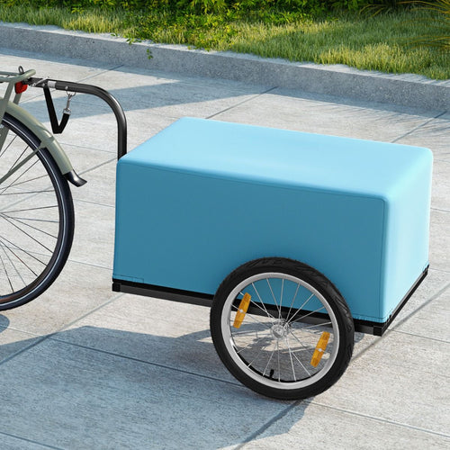 Remorque de Vlo avec Cadre Pliable Charge 55 kg Chariot pour Vlo avec Housse en Tissu Oxford Roues  Air de 40聽cm Rflecteurs Bleu -