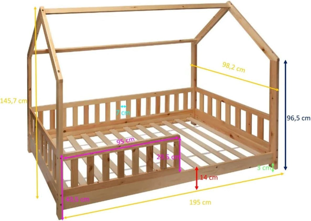 Lit cabane enfant Atmosphera Bosco 90 x 190 cm + matelas 90 x 190 cm Blanc