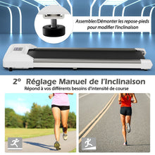 Load image into Gallery viewer, Tapis de Course Mince Tapis de Jogging avec Capacit de 120 Kg Tlcommande et cran Led Inclinable  Roulettes Tapis de Course  Glisser Gris/Noir/Rose -