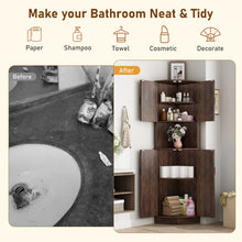 Load image into Gallery viewer, Chvans Farmhouse 68" Tall Corner Cabinet W/4 Barn Doors, 5 Tier Bookcase Storage Cabinet with Adjustable Shelves, Corner Storage Cabinet for Bathroom, Living Room, Kitchen, Brown