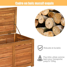 Load image into Gallery viewer, Malle en Bois d’Acacia Coffre Boîte de Rangement 120 x 45 x 45 cm Charge Max 150KG pour Terrasse Jardin ou Cour Nature -
