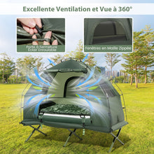 Load image into Gallery viewer, Tente de Camping avec Lit pour 1 Personne Lit de Camping Pliant 5 en 1 avec Matelas Pneumatique Oreiller Sac de Couchage Tente Surleve tanche -