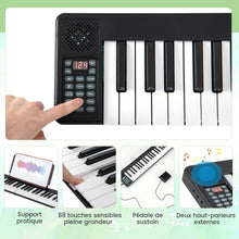 Load image into Gallery viewer, Piano Numérique Pliable à 88 Touches avec Fonction Bluetooth MIDI Clavier Électronique Portable avec Pédale de Sustain Sac de Transport -