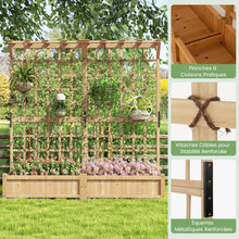 Load image into Gallery viewer, Jardinière avec 2 Treillis 2 Bacs Toit Suspendu en Bois Lit de Jardin Surélevé avec 4 Trous de Drainage 180 x 48 x 183 cm Orange -