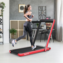 Load image into Gallery viewer, Tapis de Course Pliable 0,75HP Double Affichage LED APP et Tlcommande Vitesse Motoris 12 km/h Surface 40x100cm Rouge -