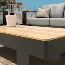 Load image into Gallery viewer, Salon de jardin aluminium et bois teck 5 places Antibes Gris anthracite - Action-sport36 -