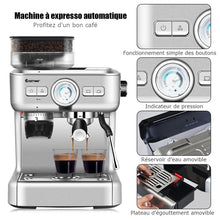 Load image into Gallery viewer, Machine à Café Automatique avec Broyeur à Grains 1350W 30 Niveaux de Poudre de Café Réglables Température Réglable -