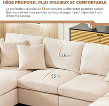 Load image into Gallery viewer, Seyakany Canapé d'angle Convertible,canapé Convertible 4 Places,en Tissu Chenille avec Repose-Pieds Amovible,canapé Quatre Places en L en U,adapté à la Maison,au Salon,à l'appartement