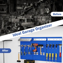Load image into Gallery viewer, 3 Pcs Metal Pegboard Panels w/25 Hooks, Storage Platform &amp; Square Hole, Heavy Duty Pegboard Wall Organizer, Peg Board for Workshop Tool Storage